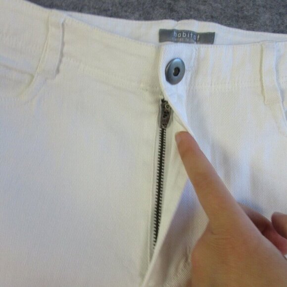 Habitat Womens White Denim Jeans 14 Stretch Slim Leg Casual Fray Classic 380 - Picture 3 of 15
